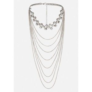 Draped Chain Crystal Choker in Silver